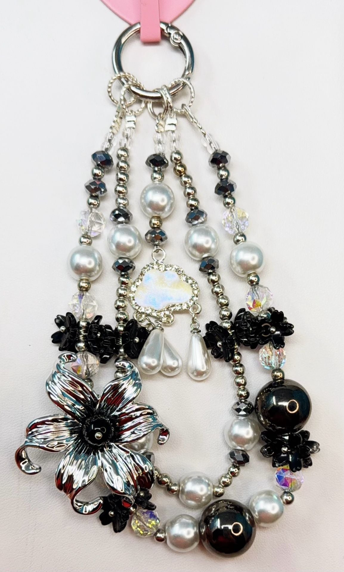 6 pieces of Handmade beaded flower phone charms 6