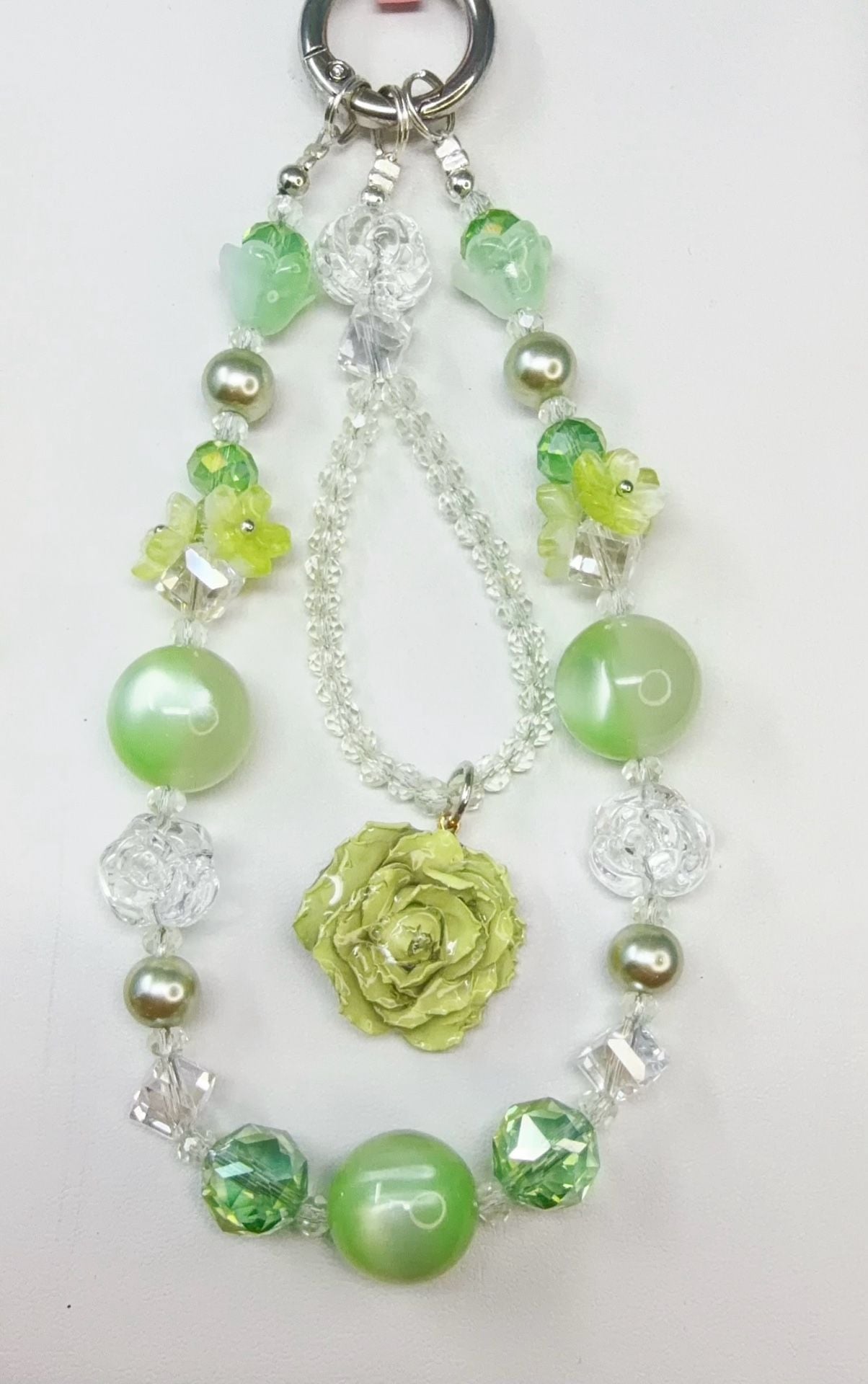 6 pieces of Handmade beaded flower phone charms 7