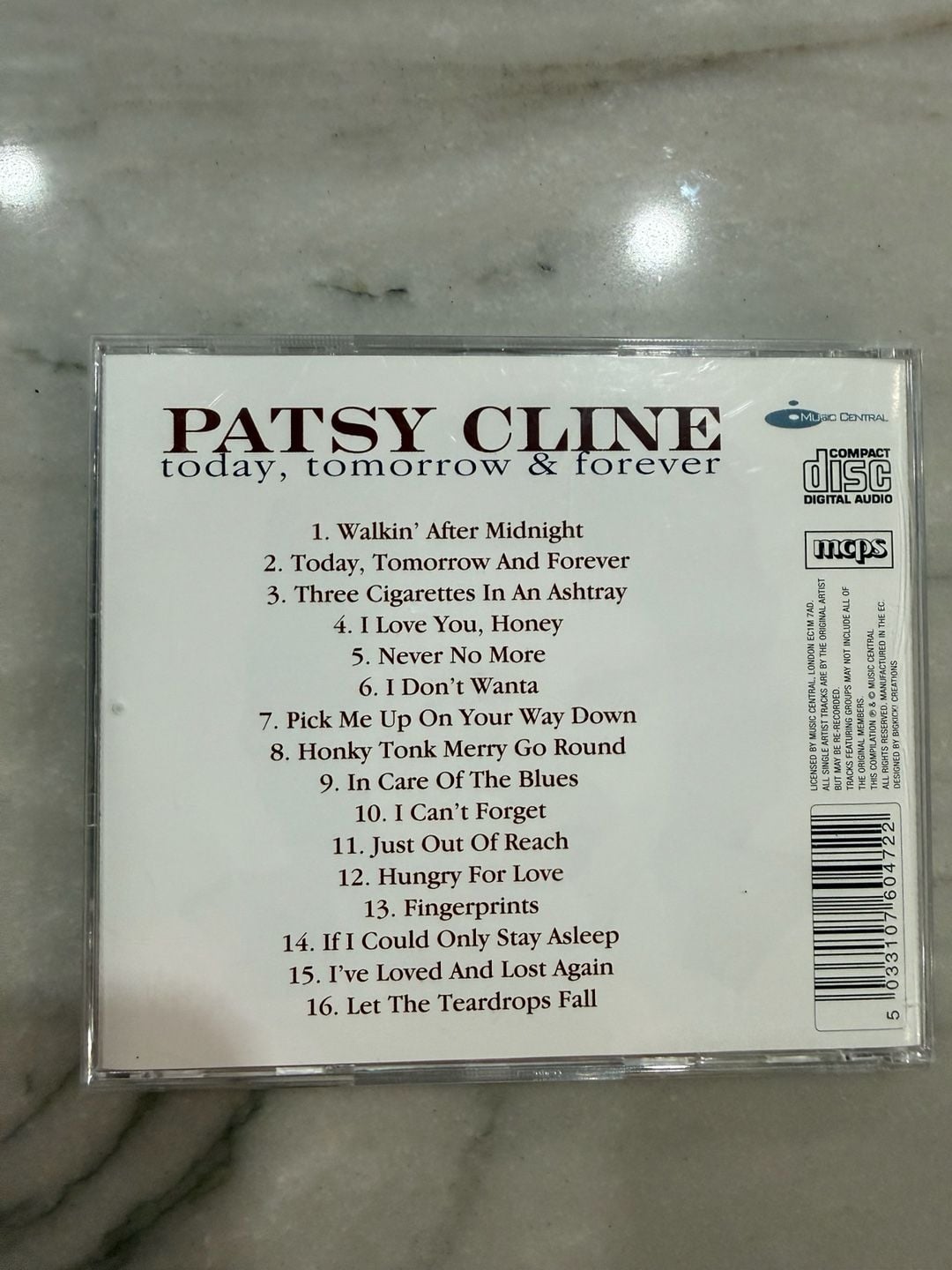 Patsy Cline Today Tomorrow And Forever Audio CD Album 2