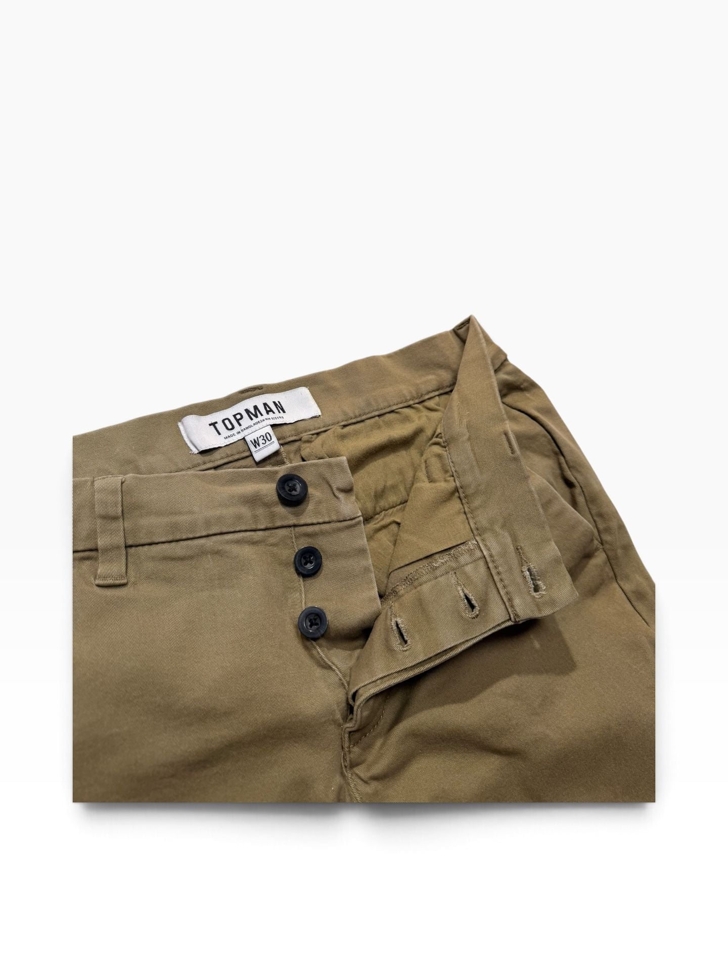 Topman Chino Shorts Size 30 Brown Button Fly 3