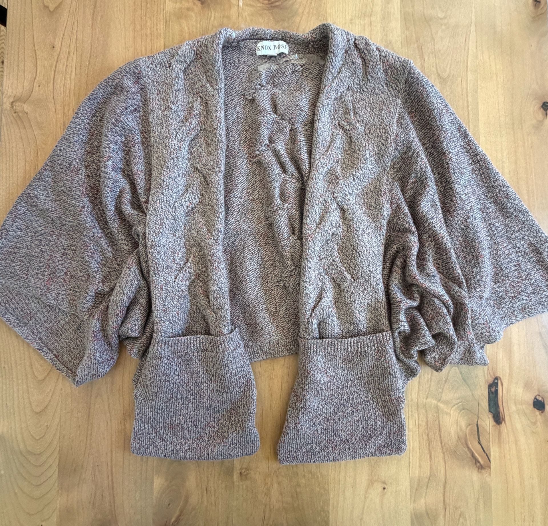 Knox Rose Open Front Cardigan Sweater Size M Cable Knit Multi-Color 2