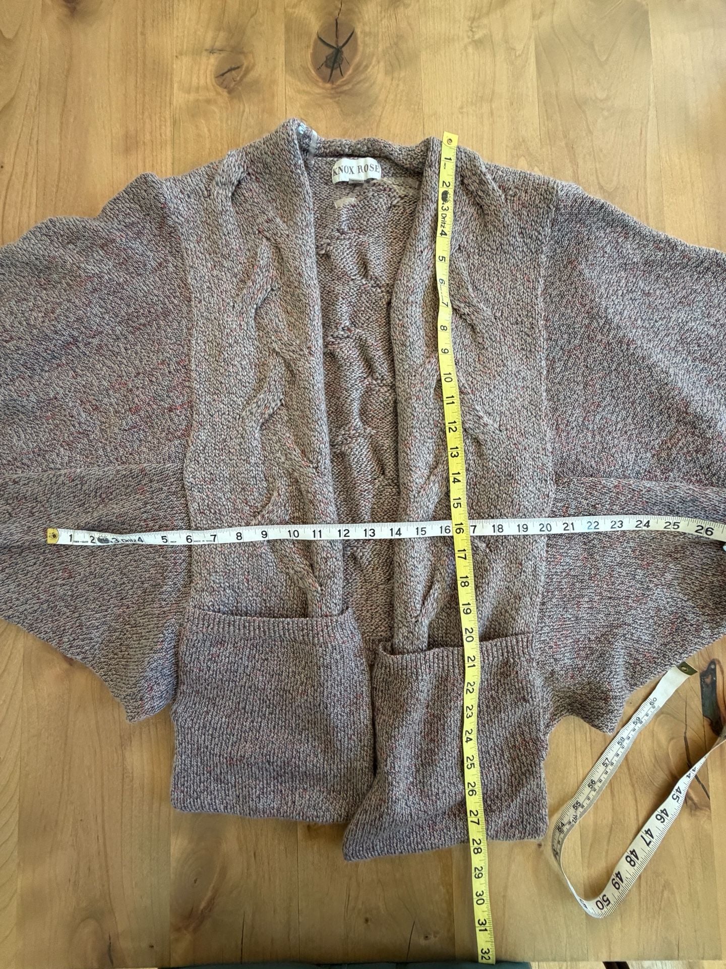 Knox Rose Open Front Cardigan Sweater Size M Cable Knit Multi-Color 3