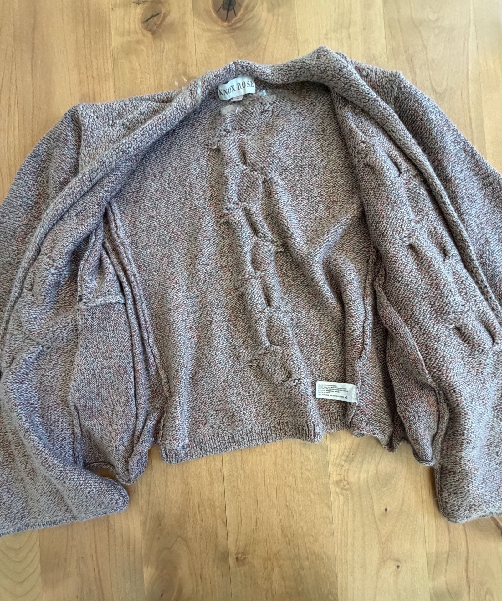 Knox Rose Open Front Cardigan Sweater Size M Cable Knit Multi-Color 7