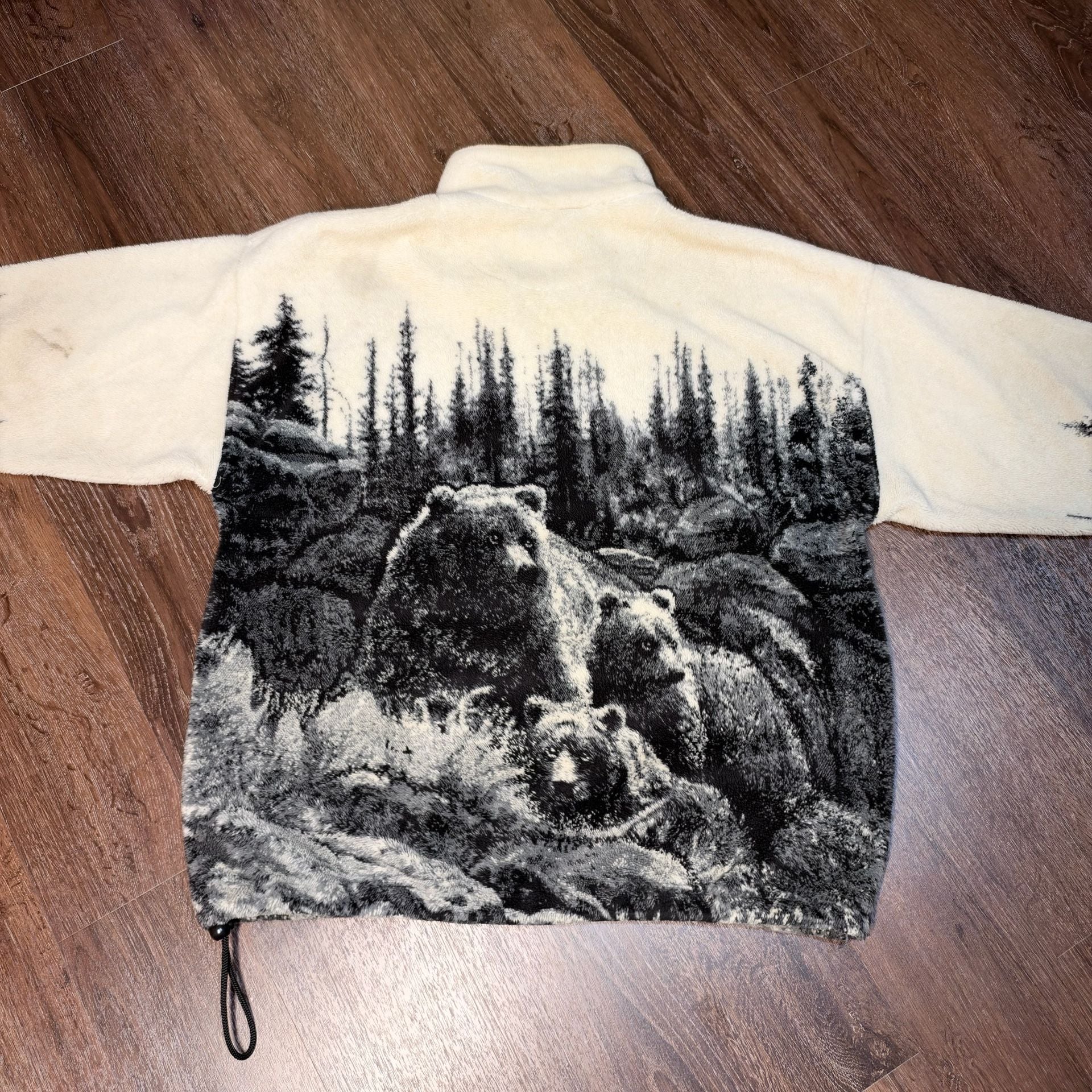 Vintage Bear Ridge Outfitter Full Zip Fleece Jacket XL Bear Forest Print AOP 3