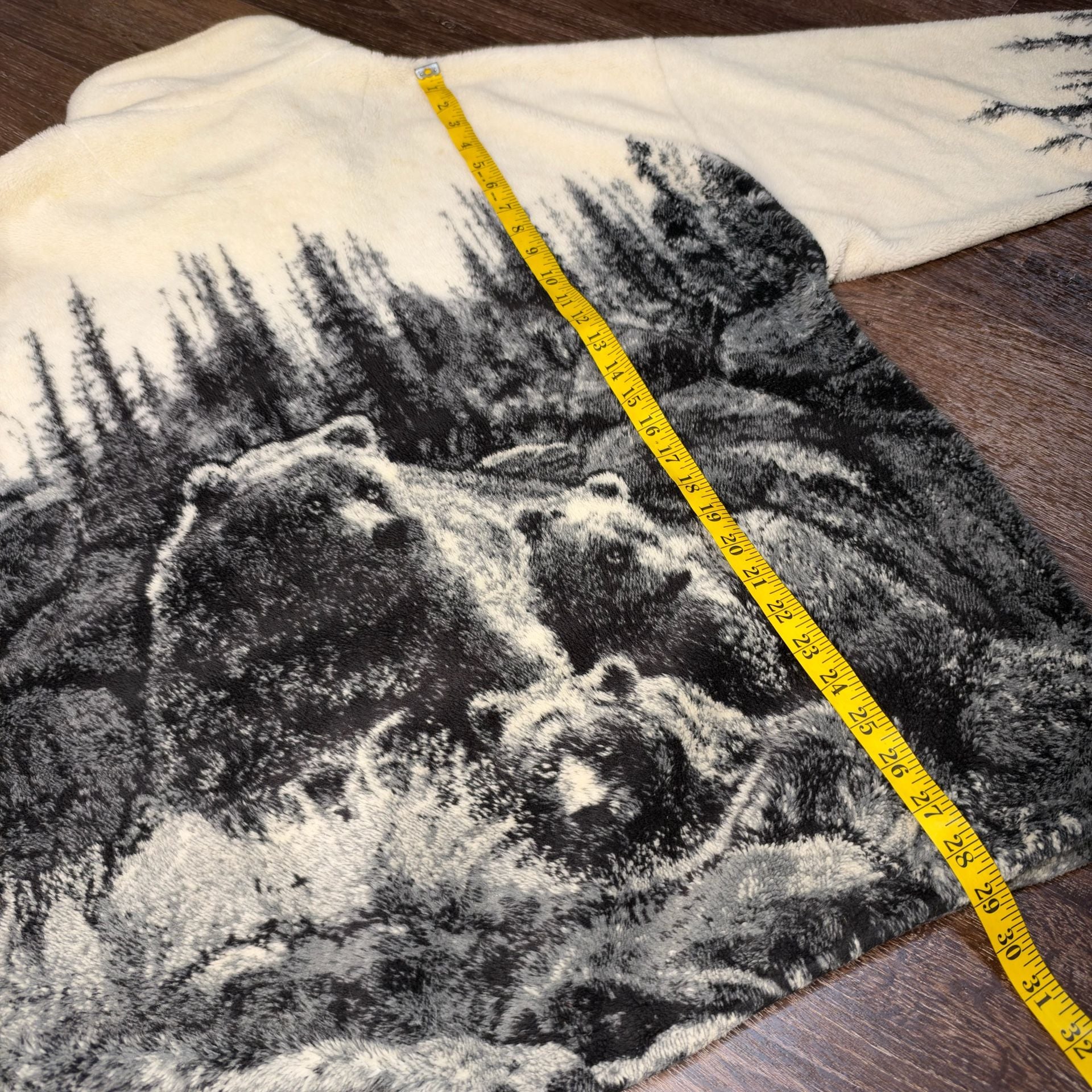 Vintage Bear Ridge Outfitter Full Zip Fleece Jacket XL Bear Forest Print AOP 4