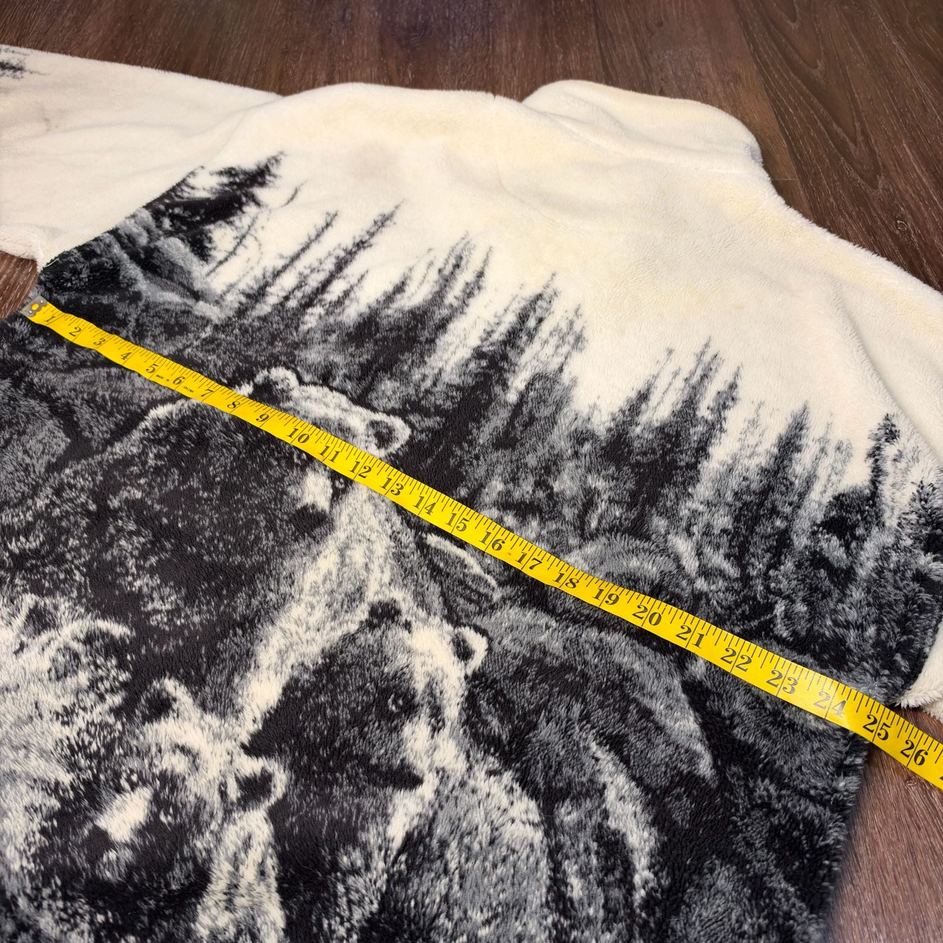 Vintage Bear Ridge Outfitter Full Zip Fleece Jacket XL Bear Forest Print AOP 5