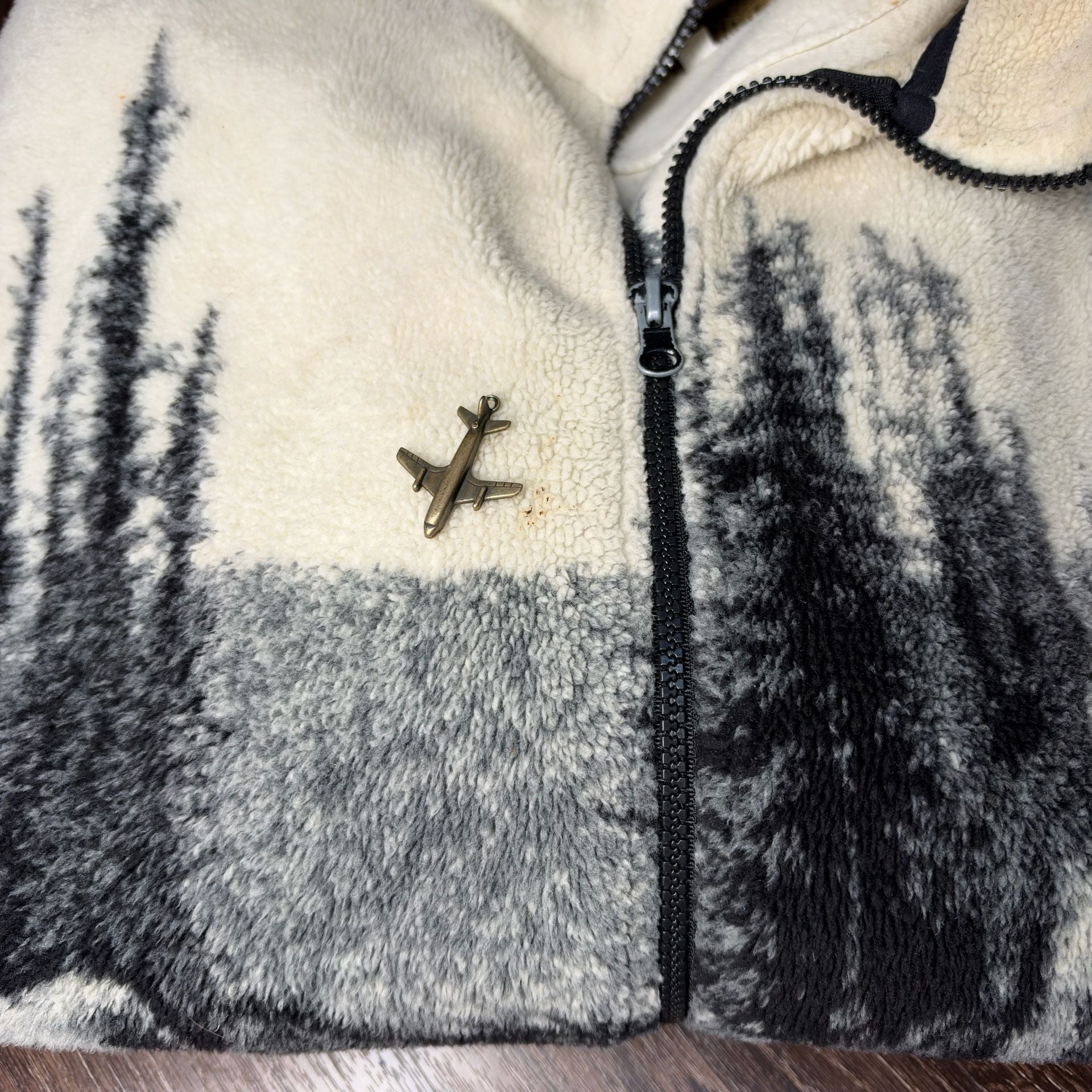 Vintage Bear Ridge Outfitter Full Zip Fleece Jacket XL Bear Forest Print AOP 7