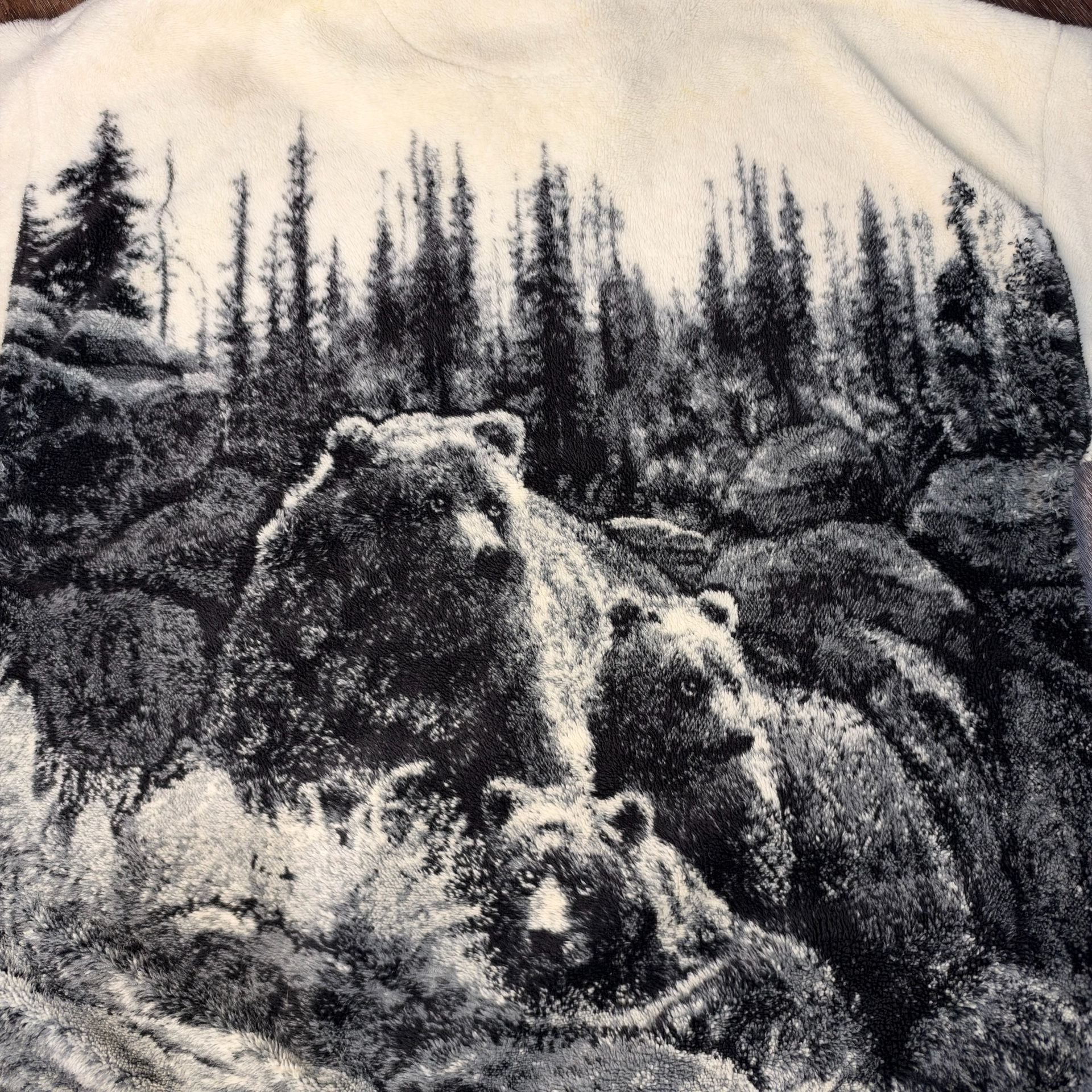 Vintage Bear Ridge Outfitter Full Zip Fleece Jacket XL Bear Forest Print AOP 8