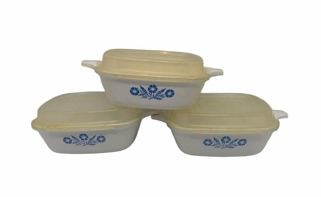 CorningWare Blue Cornflower P-41 Petite Pan Casserole Set of 3 3