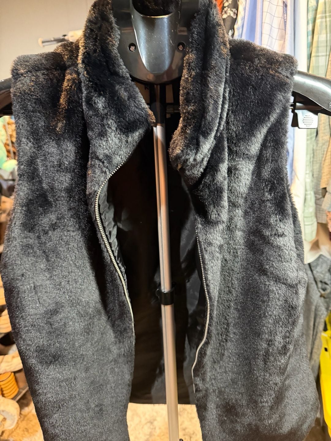 Koton Faux Fur Vest Size 36 Black Zip Up 3