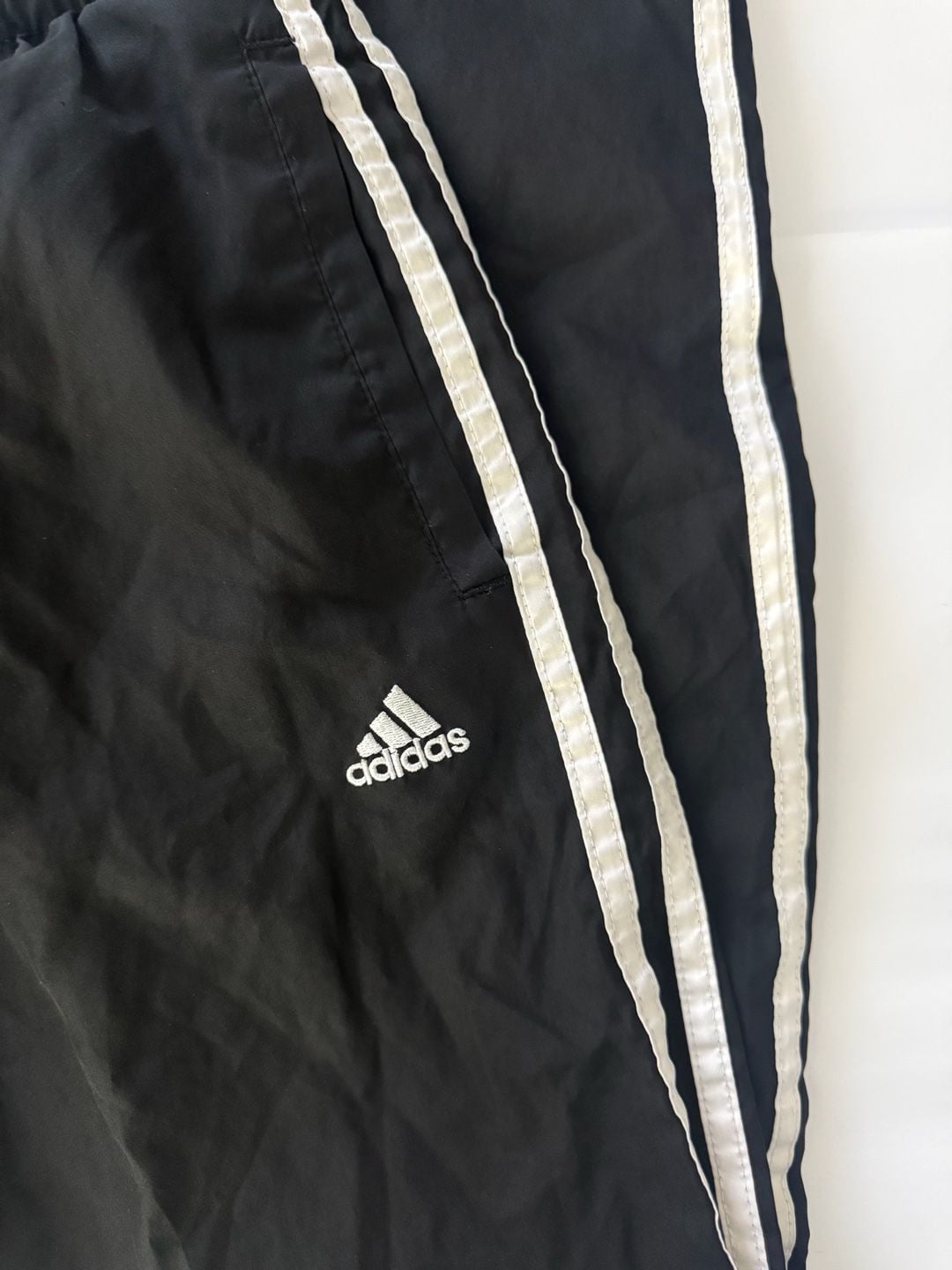 Adidas Track Pants Size Large 14/16 Black White Stripes Zips 2