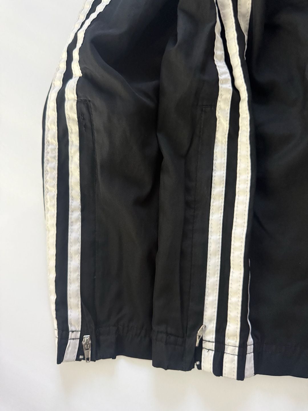 Adidas Track Pants Size Large 14/16 Black White Stripes Zips 4