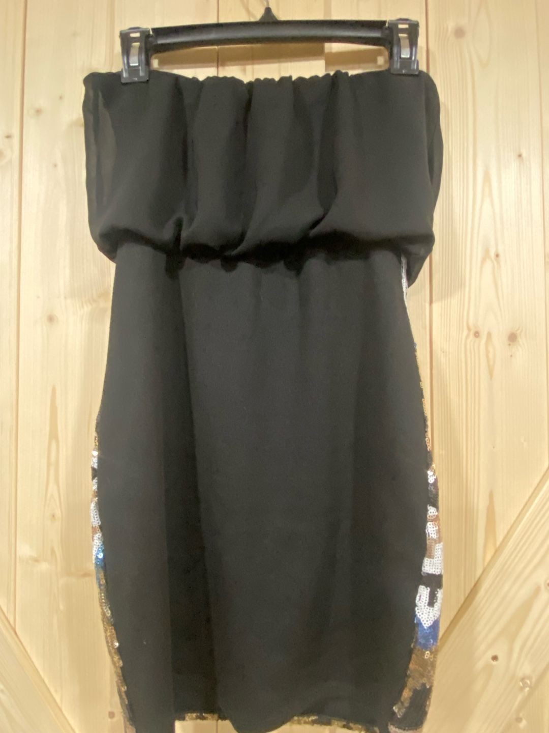 C'est Toi Sequin Dress Size S Black Aztec Print Strapless Mini 6