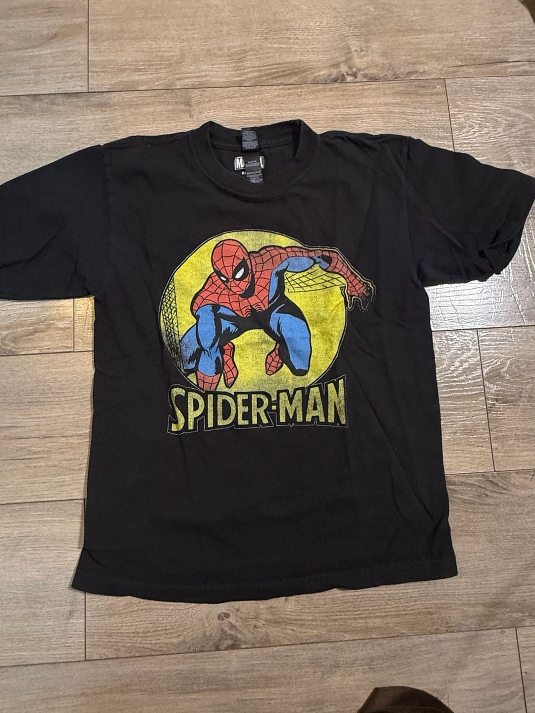 Marvel Spider-Man Graphic T-Shirt Size M 10-12 Black Graphic Tee 3
