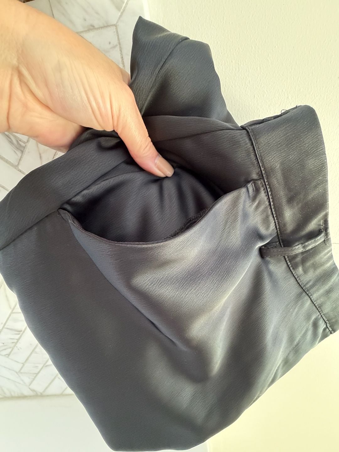 Nicole Miller Cargo Pants Size L Black Satin Elastic Waist 12
