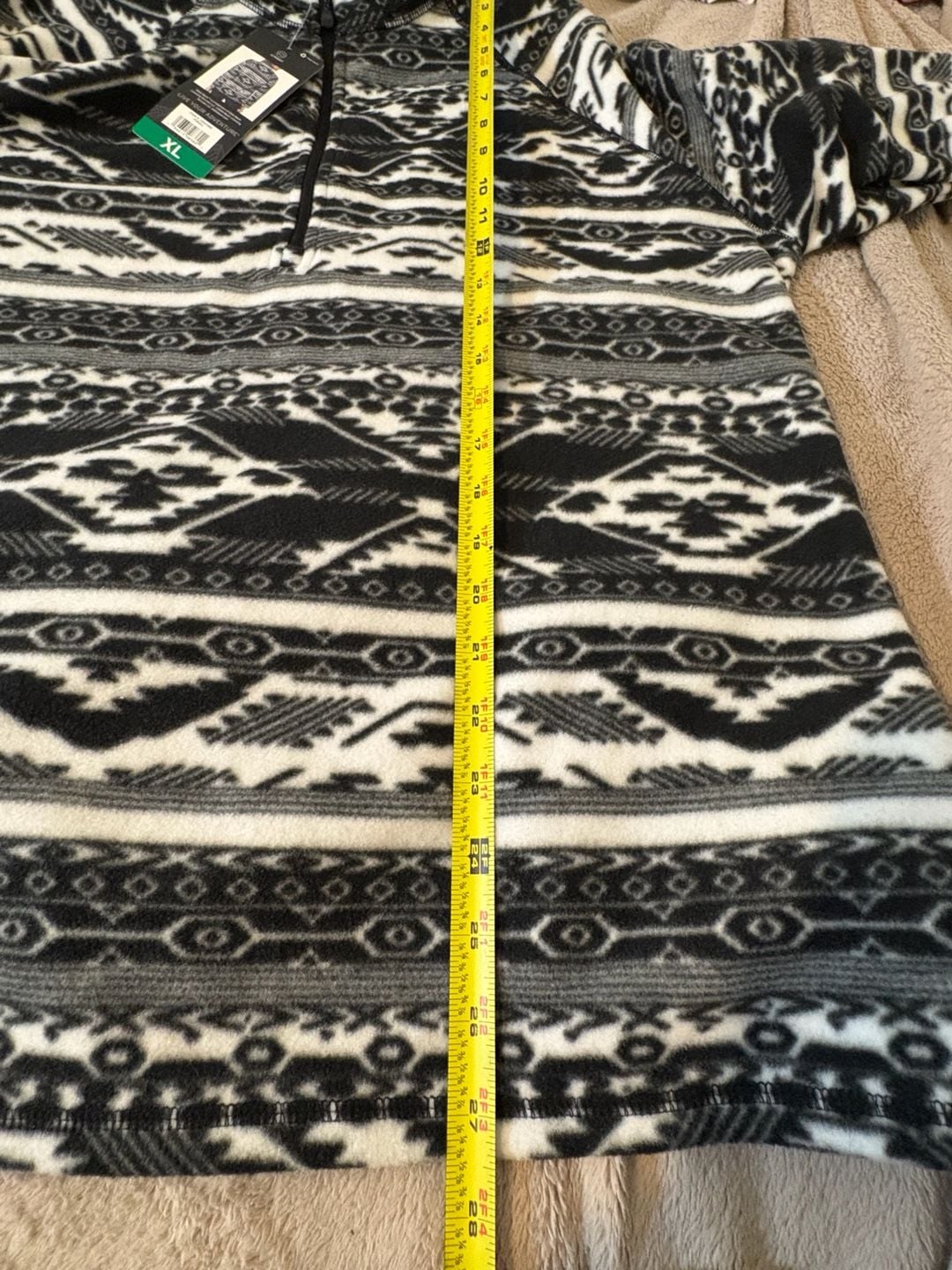 Eddie Bauer Fleece 1/4 Zip Size XL Black White Aztec Pattern Ultrasoft 9