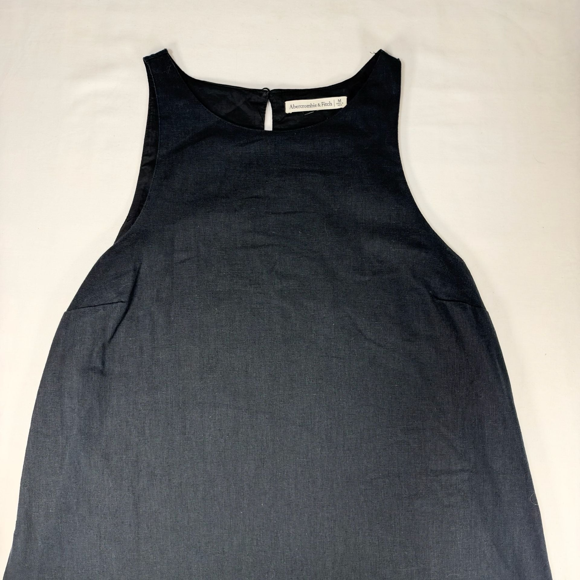 Abercrombie & Fitch Linen shift Dress Size M Black Midi Tank Dress lbd 3