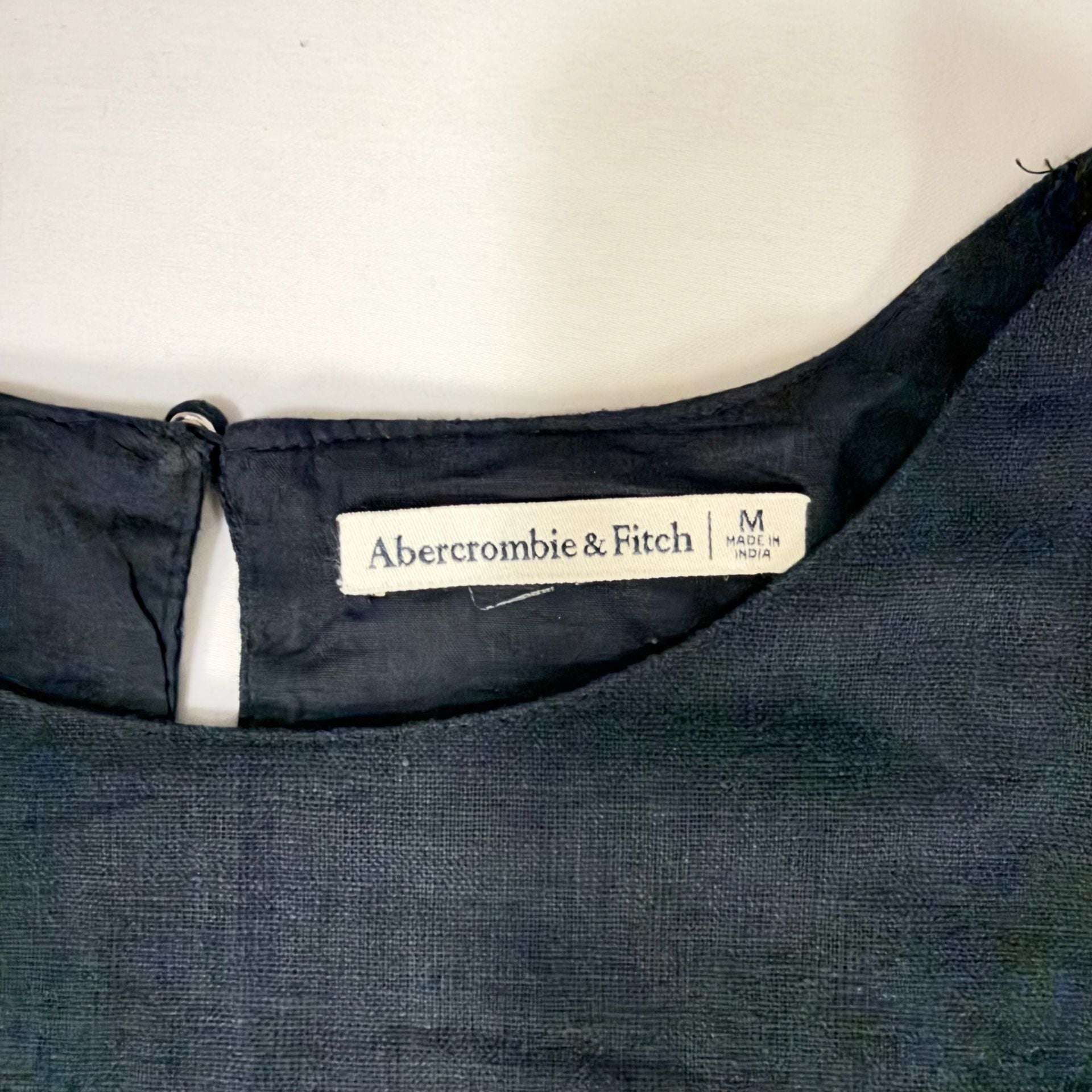 Abercrombie & Fitch Linen shift Dress Size M Black Midi Tank Dress lbd 4