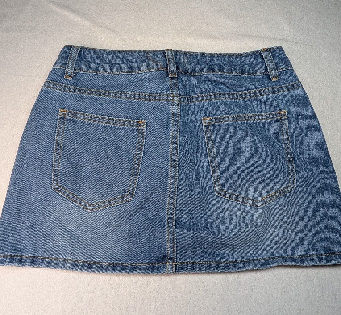 SHEIN Denim Skirt Size S Blue Distressed Mini Skirt 3