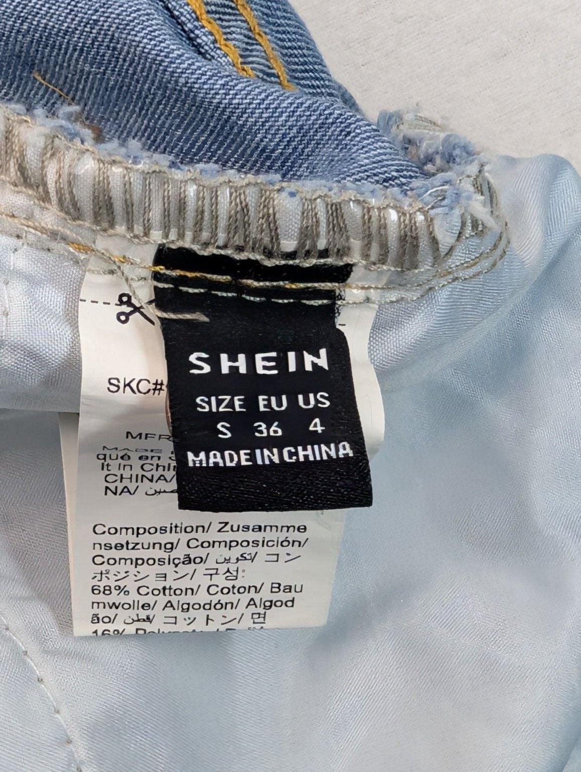 SHEIN Denim Skirt Size S Blue Distressed Mini Skirt 4