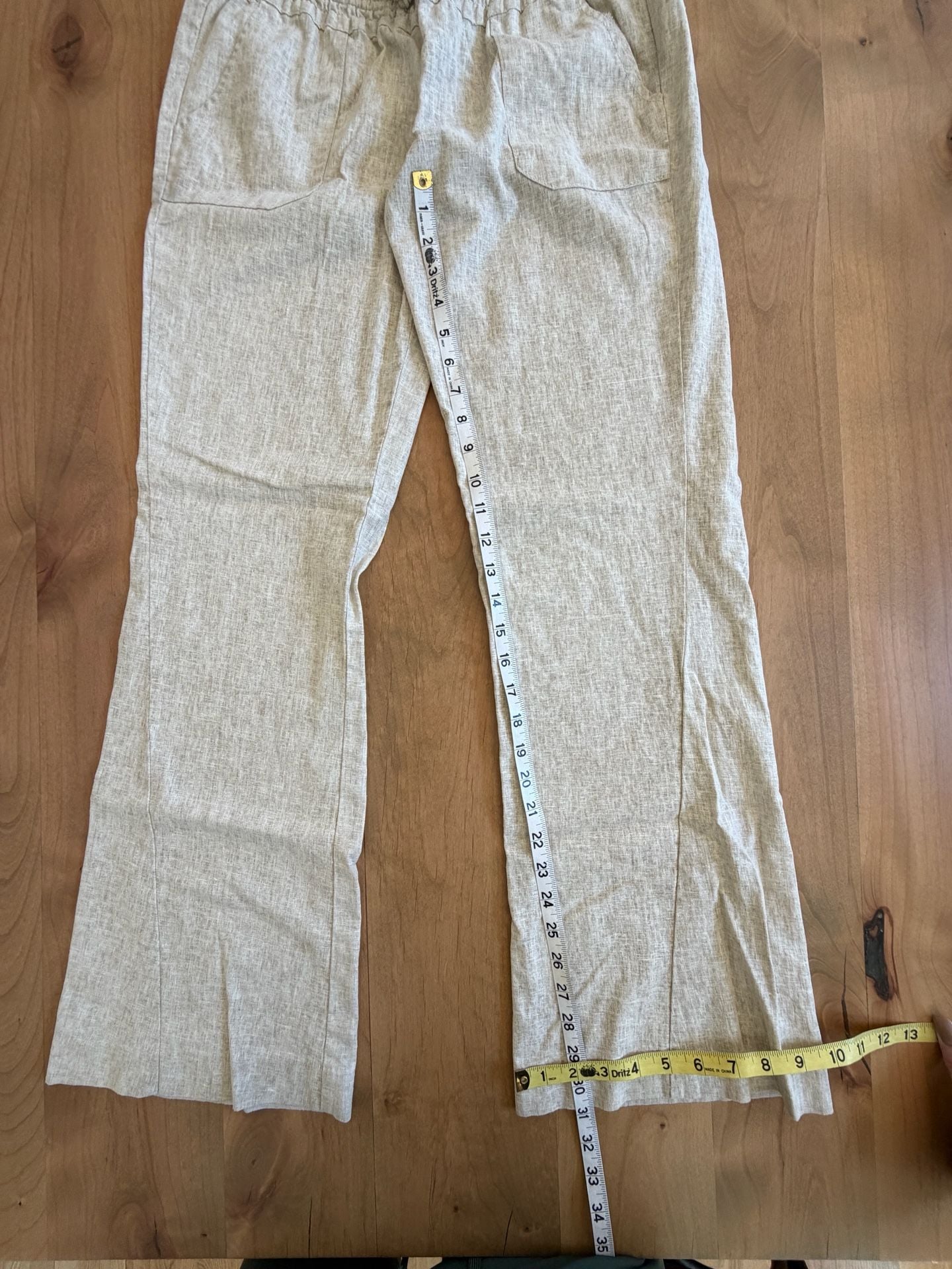 Roxy Linen Blend Drawstring Pants Size M Beige 4