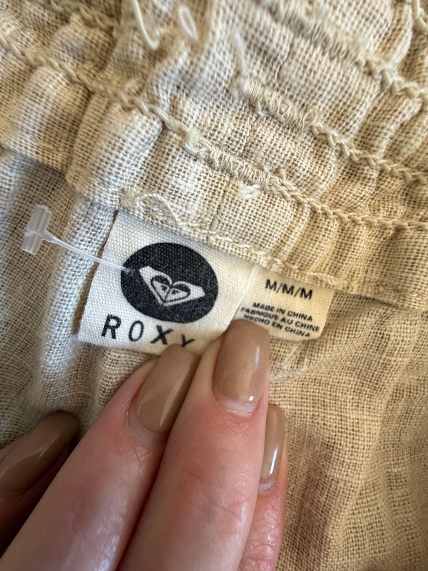 Roxy Linen Blend Drawstring Pants Size M Beige 6