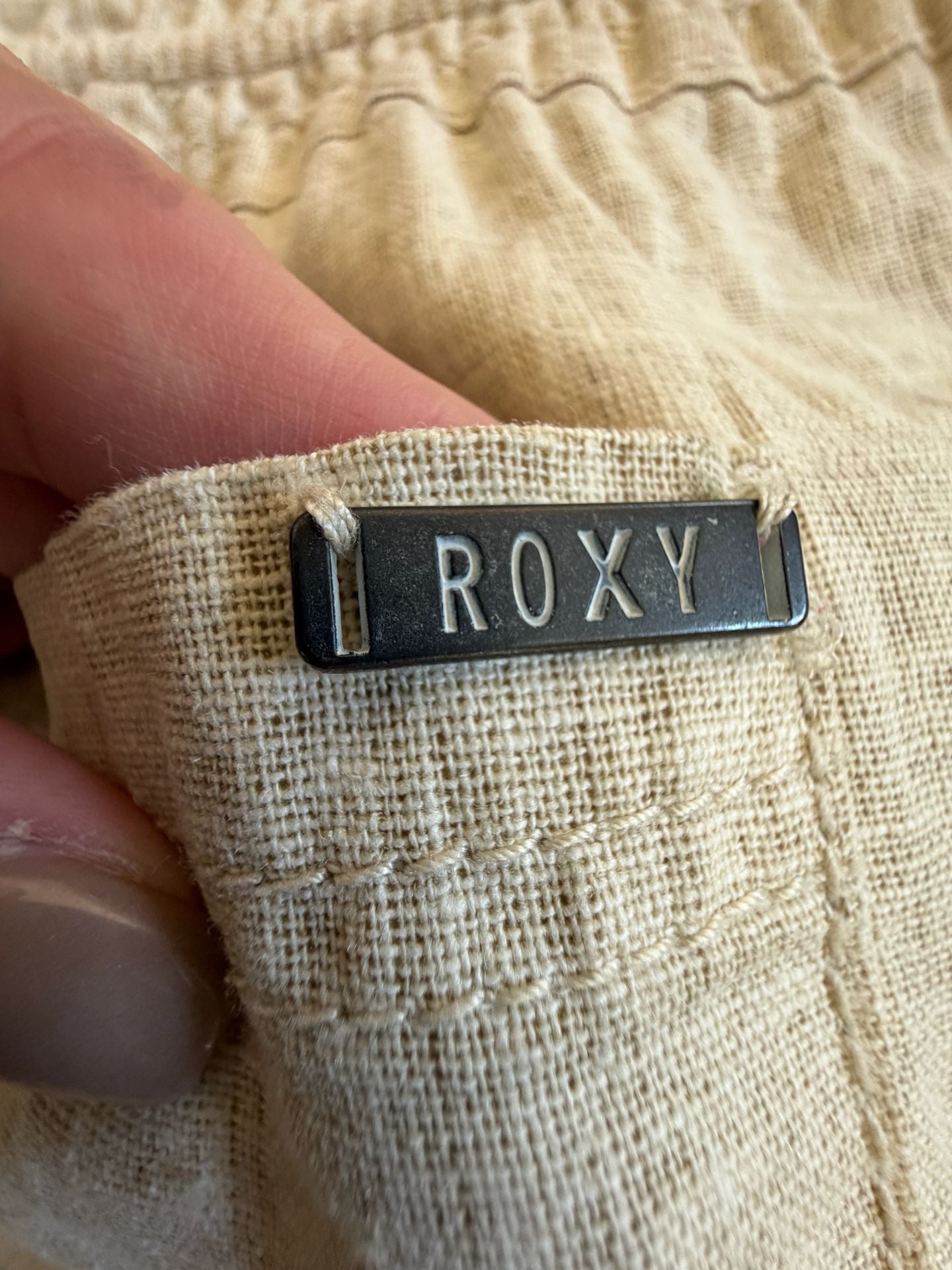Roxy Linen Blend Drawstring Pants Size M Beige 12