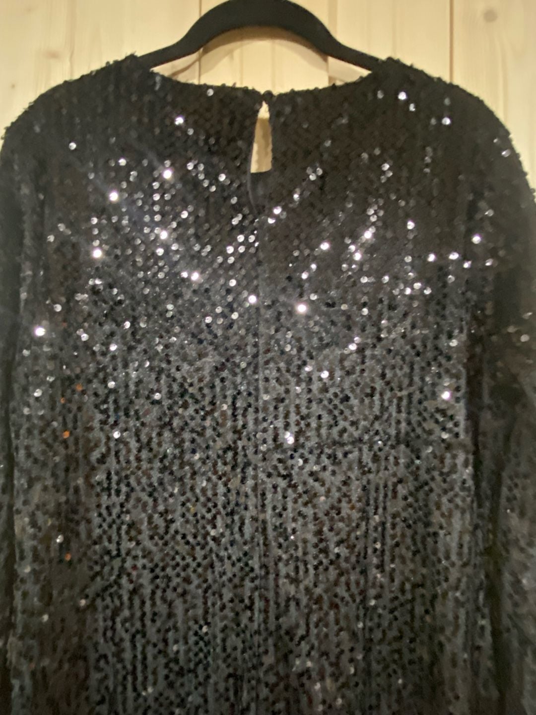 Studio 124 Black Sequin Long Sleeve Mini Dress Size L 5