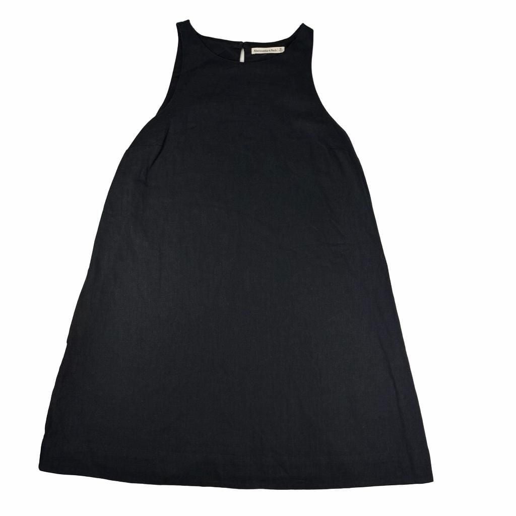Abercrombie & Fitch Linen shift Dress Size M Black Midi Tank Dress lbd 2