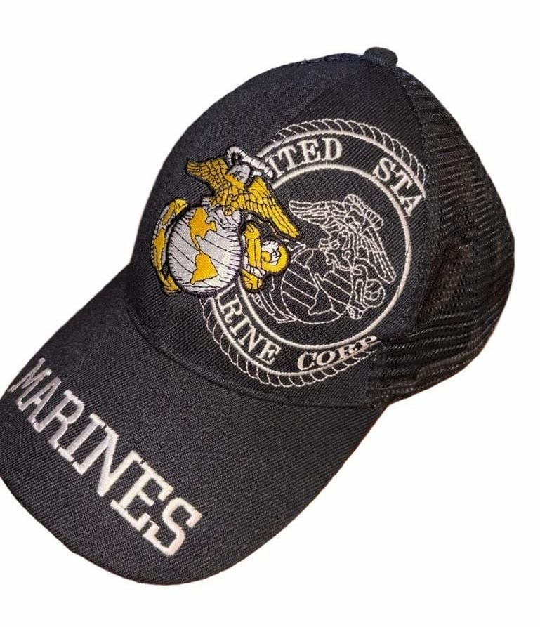US Marines USMC Eagle Globe Anchor Black Mesh Trucker Snapback Hat Cap 2