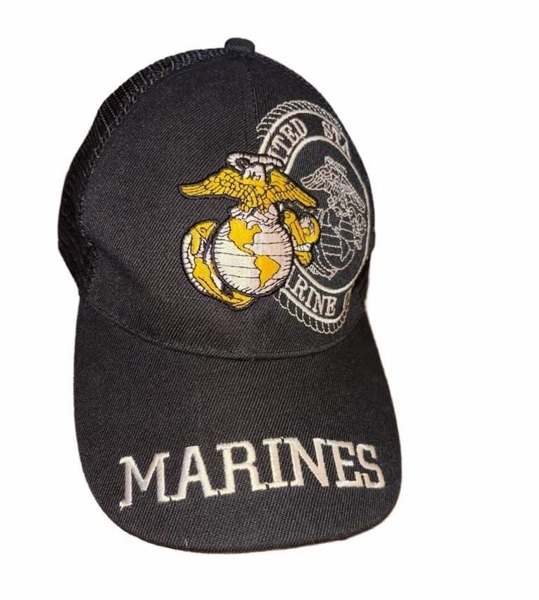 US Marines USMC Eagle Globe Anchor Black Mesh Trucker Snapback Hat Cap 3