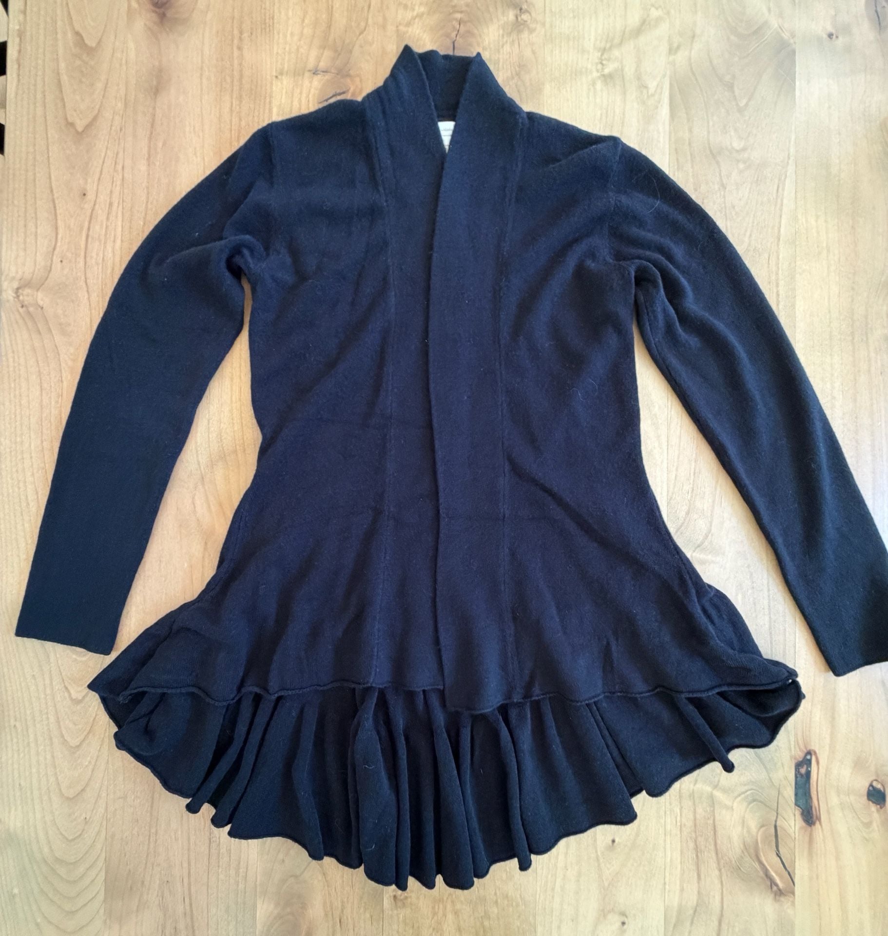 Dressbarn Cardigan Sweater Petite M Black Peplum Ruffle 2