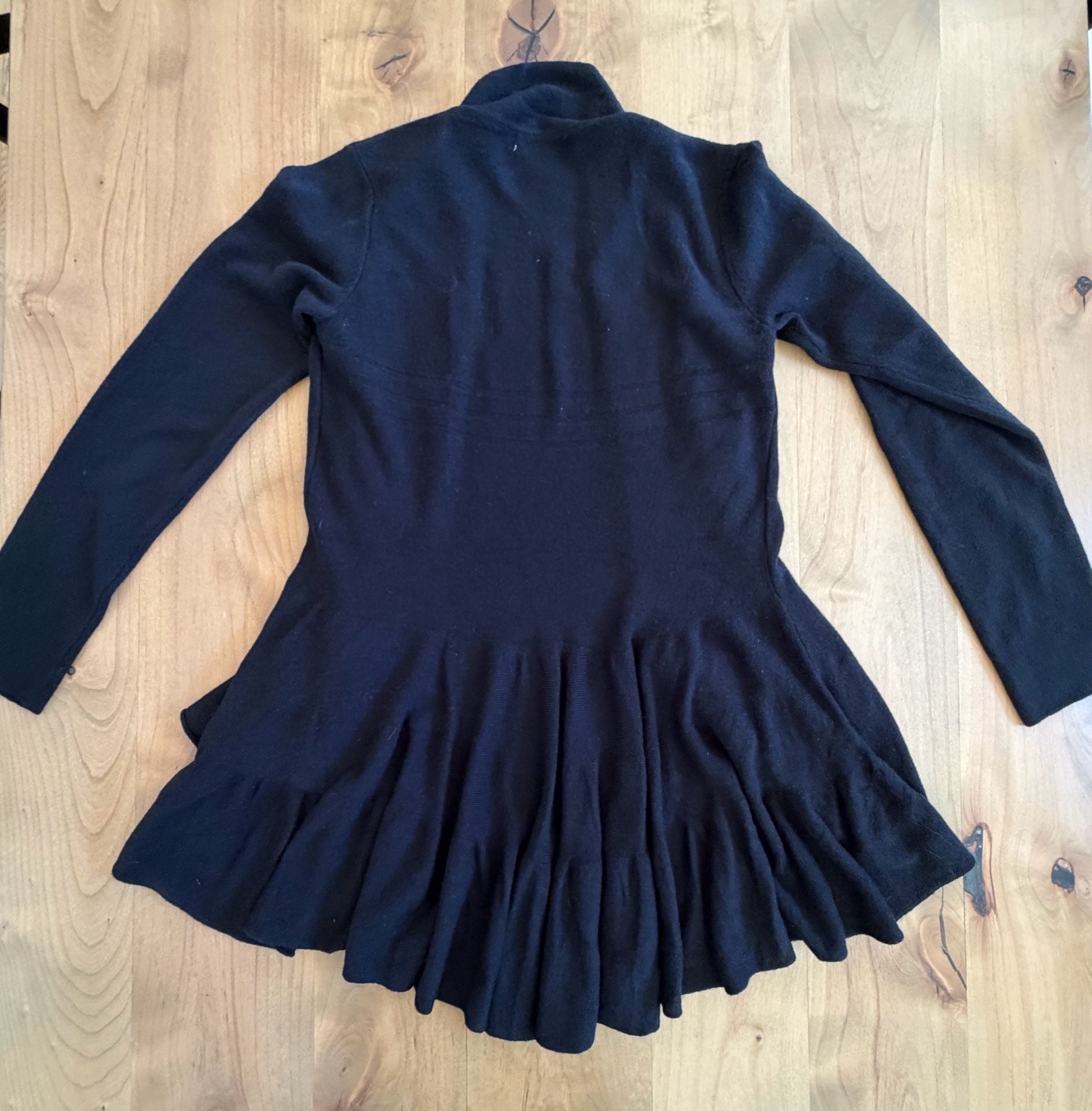 Dressbarn Cardigan Sweater Petite M Black Peplum Ruffle 4
