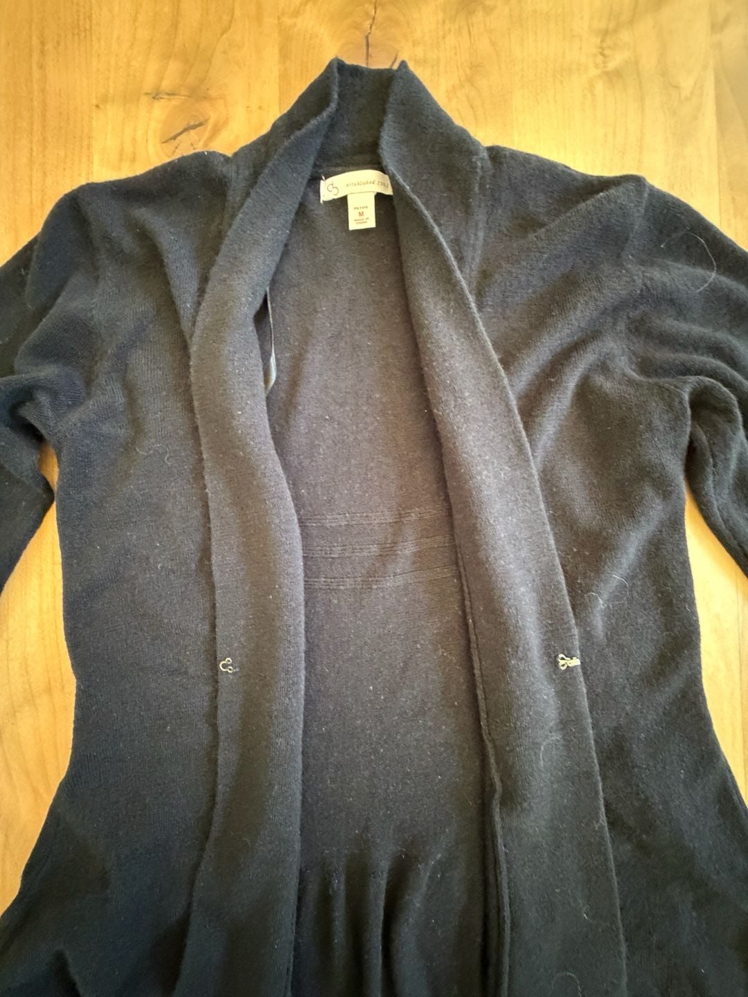 Dressbarn Cardigan Sweater Petite M Black Peplum Ruffle 6