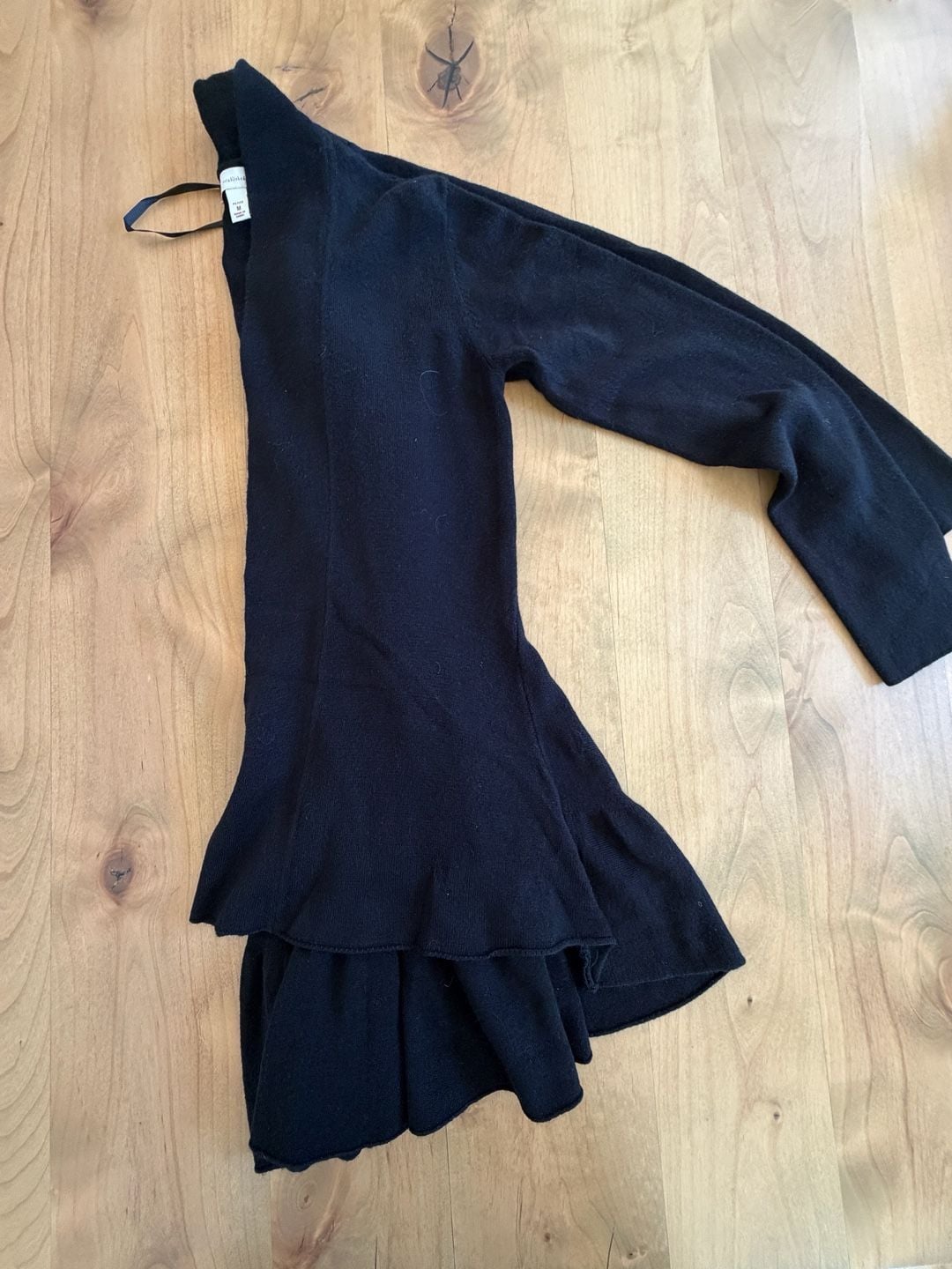 Dressbarn Cardigan Sweater Petite M Black Peplum Ruffle 9