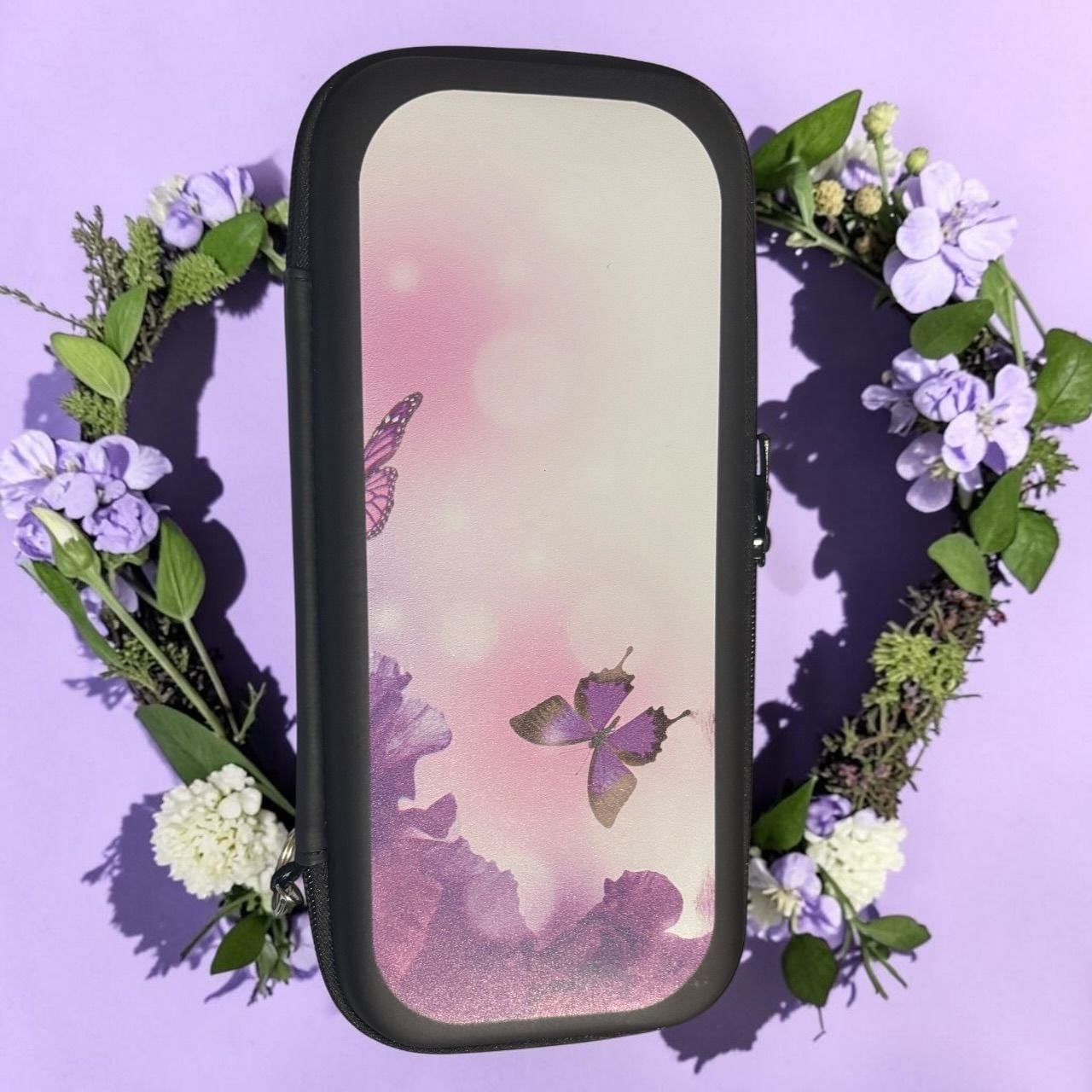 Unbranded Purple Butterfly Hard Shell Game Storage Case Carrying Pouch 2