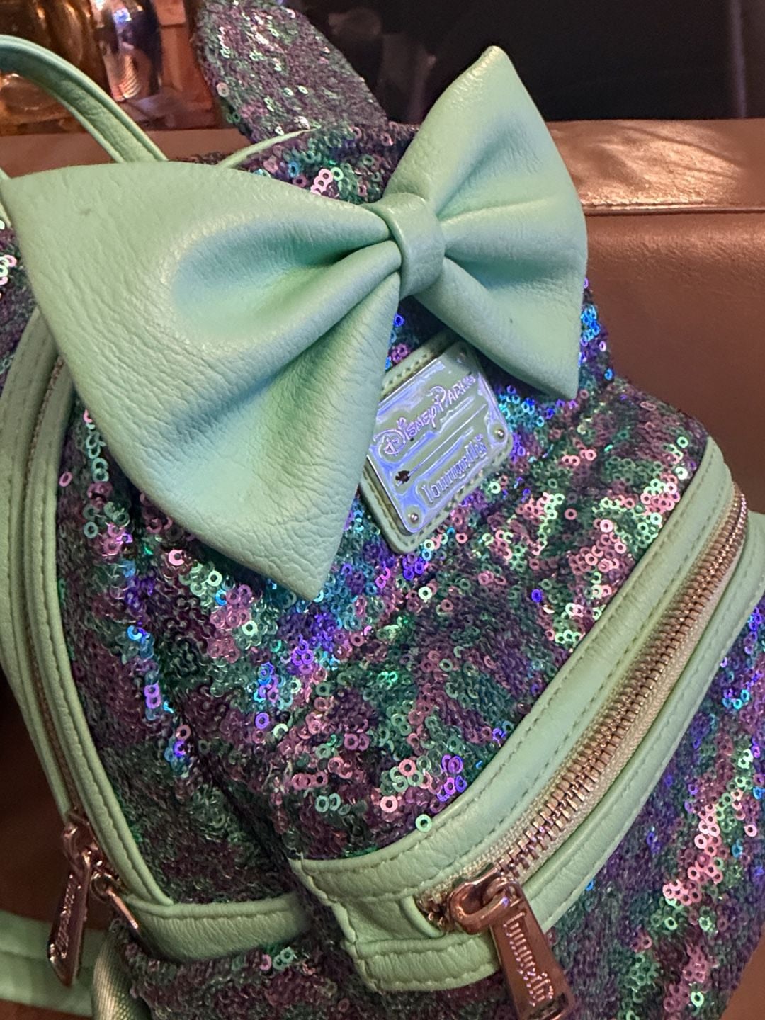 Disney Parks Loungefly Minnie Mouse Sequined Mini Backpack 5