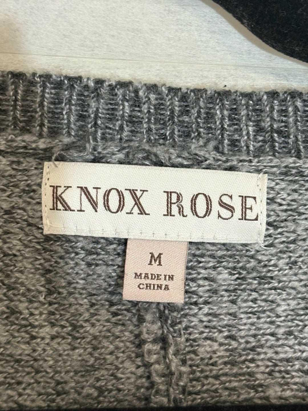 Knox Rose Floral Embroidered Sweater Size M Gray Acrylic Nylon 3