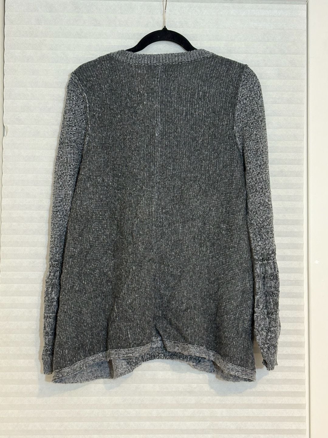Knox Rose Floral Embroidered Sweater Size M Gray Acrylic Nylon 7