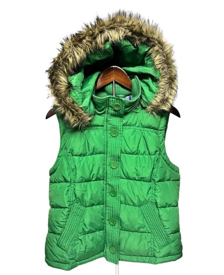 Aeropostale Puffer Jacket Vest Size XL Green Plaid Lined 2