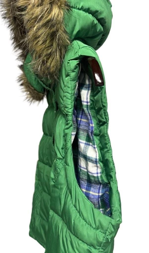 Aeropostale Puffer Jacket Vest Size XL Green Plaid Lined 6