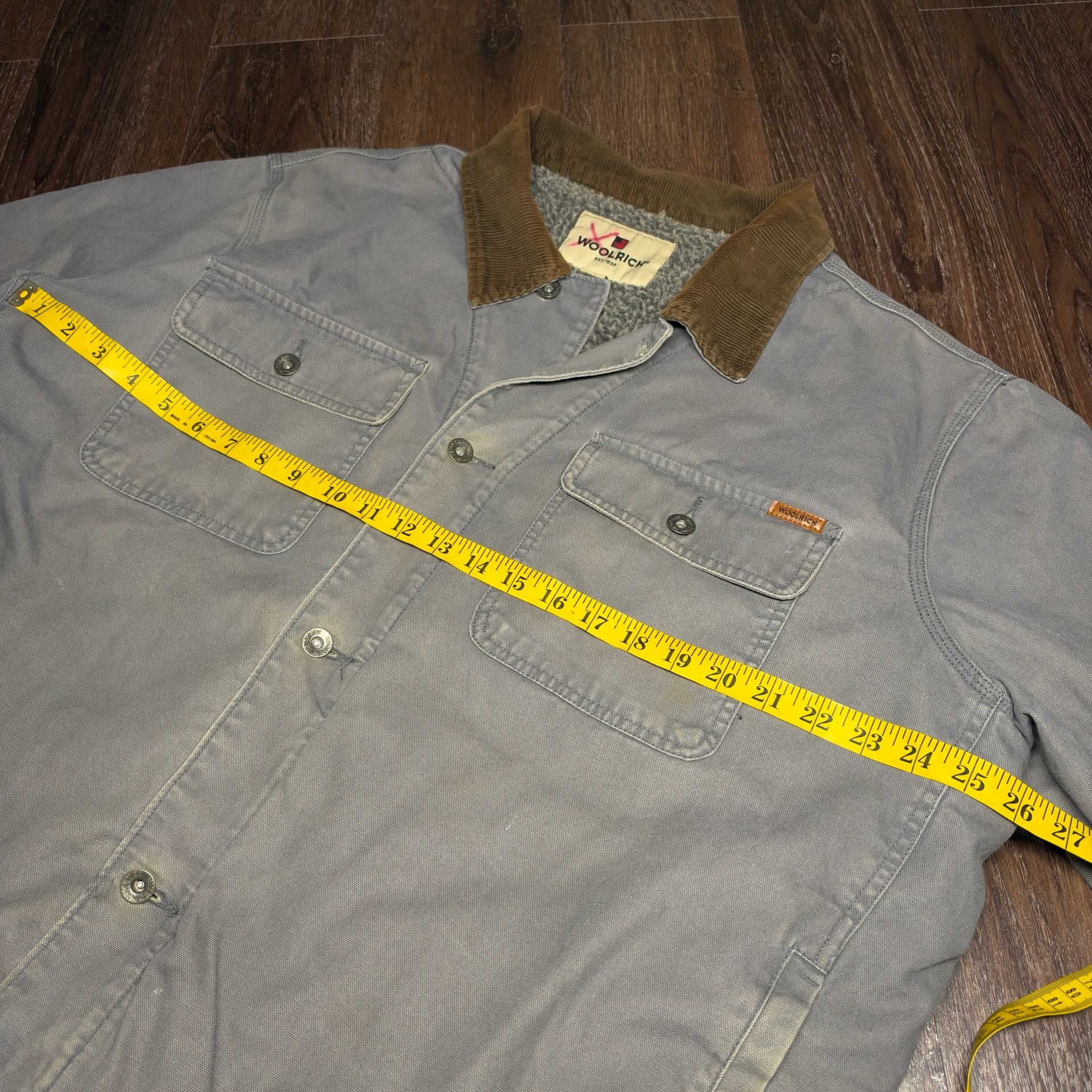 Woolrich Canvas Work Jacket Size XXL Grey Sherpa Lined Corduroy Collar 3