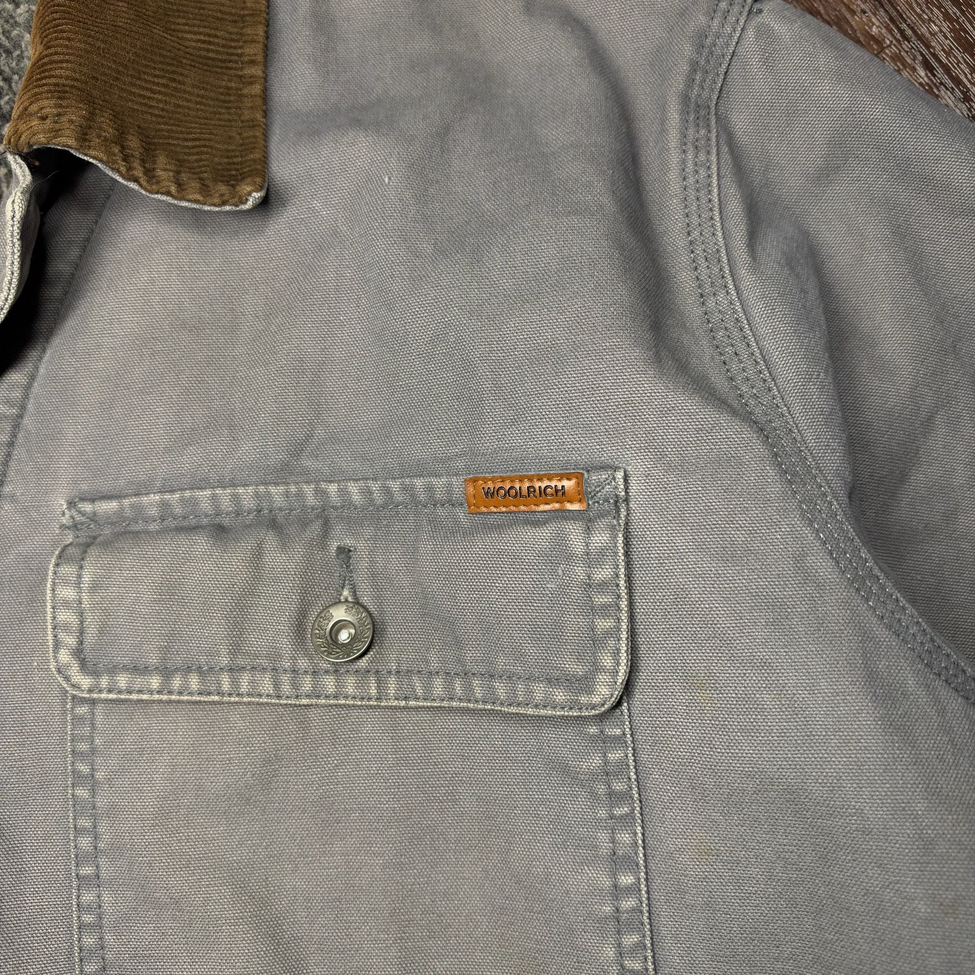 Woolrich Canvas Work Jacket Size XXL Grey Sherpa Lined Corduroy Collar 6