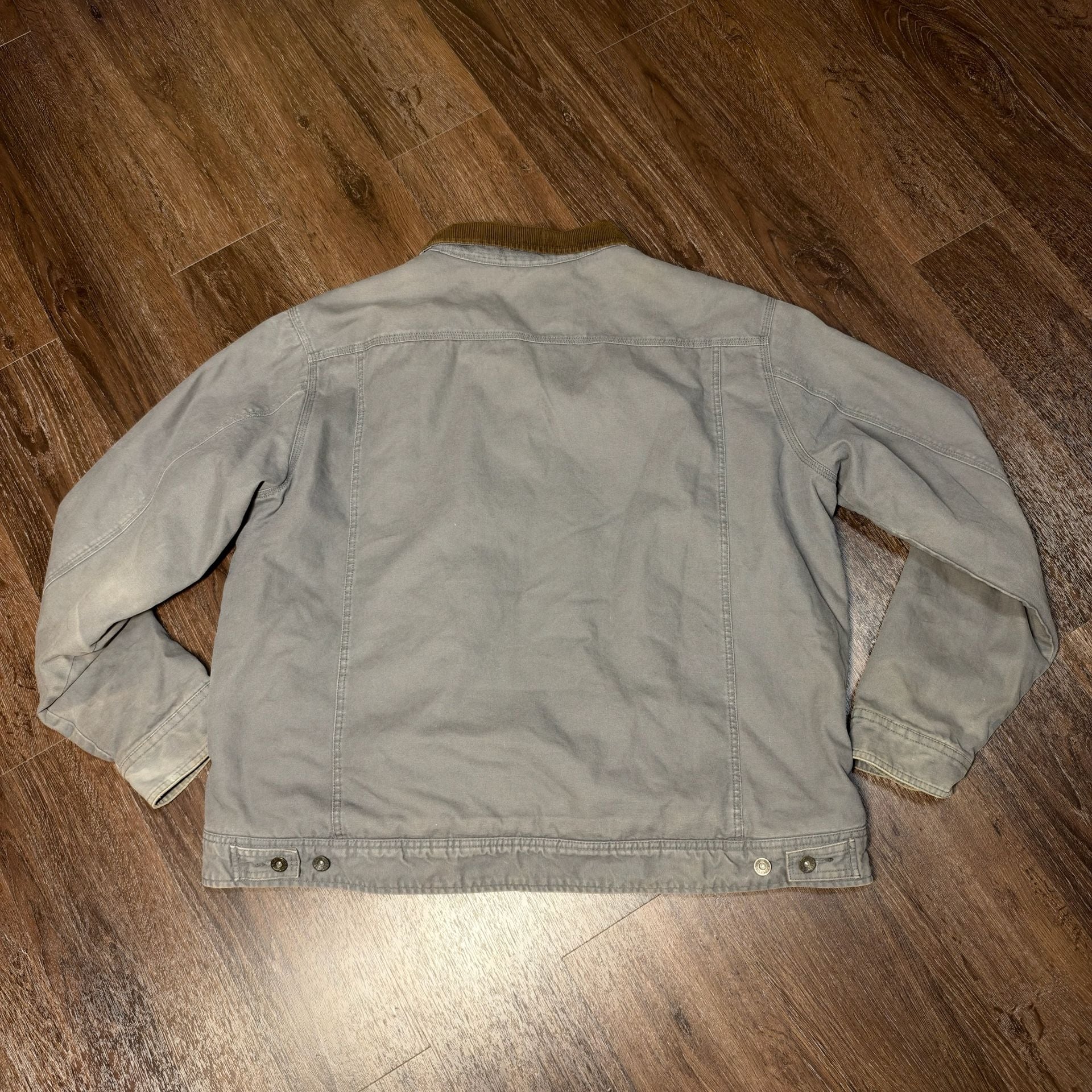 Woolrich Canvas Work Jacket Size XXL Grey Sherpa Lined Corduroy Collar 9