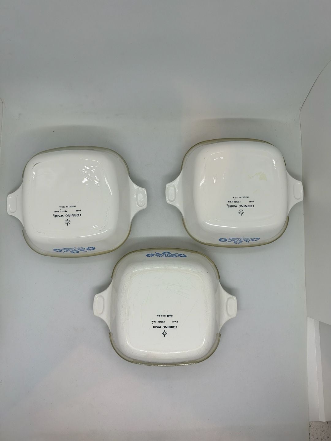 CorningWare Blue Cornflower P-41 Petite Pan Casserole Set of 3 4