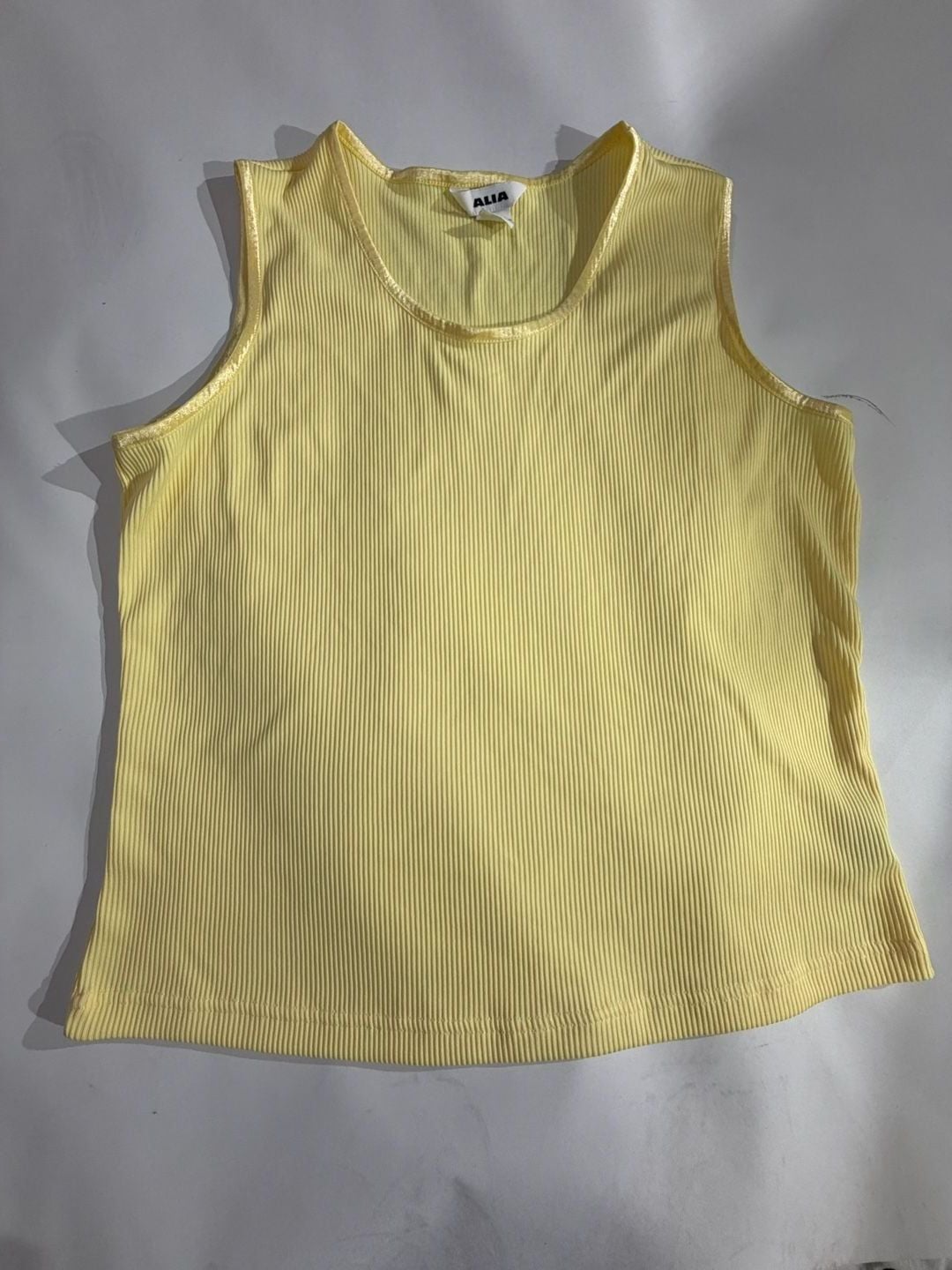 ALIA Yellow Ribbed Sleeveless Knit Tank Top Size 1X 2