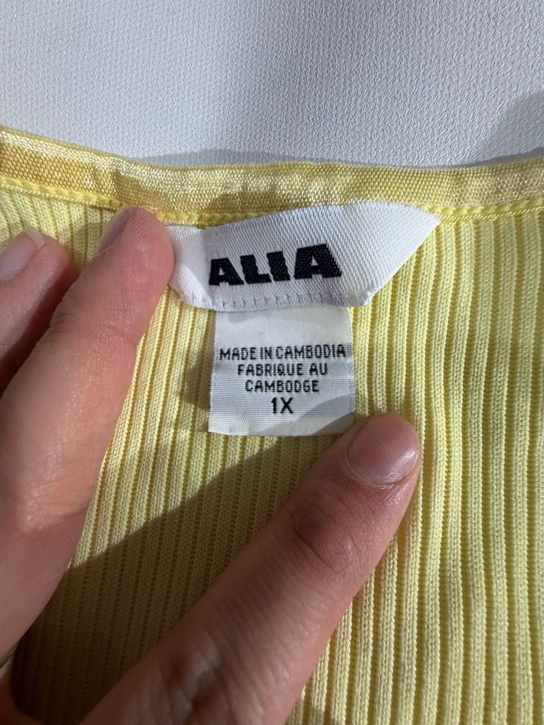 ALIA Yellow Ribbed Sleeveless Knit Tank Top Size 1X 3