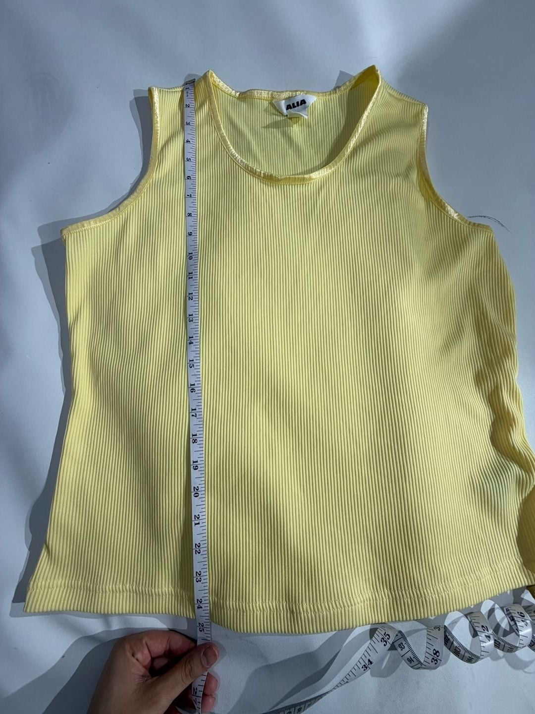 ALIA Yellow Ribbed Sleeveless Knit Tank Top Size 1X 5