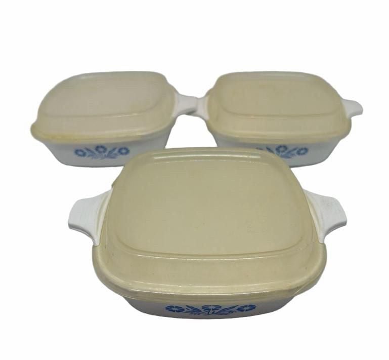 CorningWare Blue Cornflower P-41 Petite Pan Casserole Set of 3 1