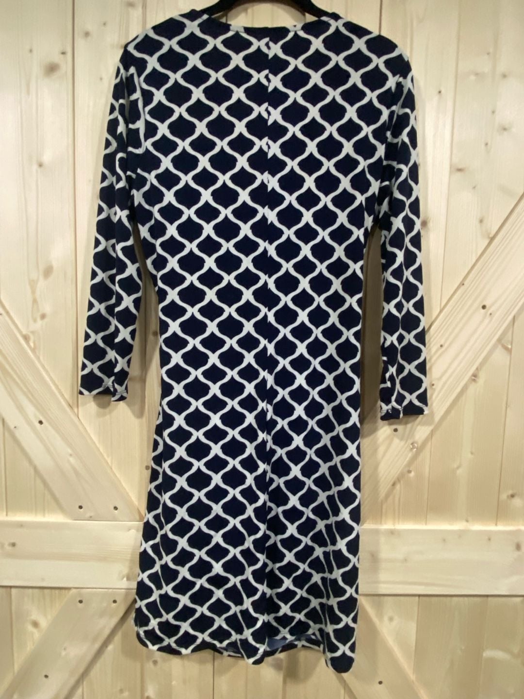 Charming Charlie Wrap Dress Size S Blue White Geometric Print 5